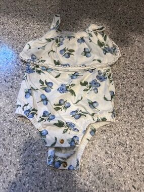 Jessica Simpson Blue and Green Floral Baby Romper